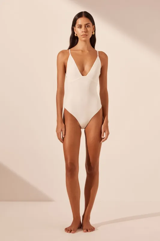 BASIC PLUNGE BODYSUIT - IVORY sold by Shona Joy