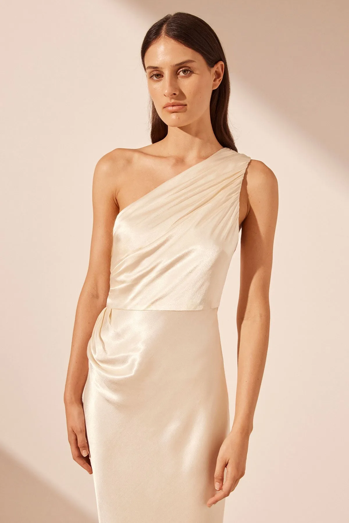 LA LUNE GATHERED ONE SHOULDER MAXI DRESS - CREAM sold by Shona Joy product image thumbnail 2