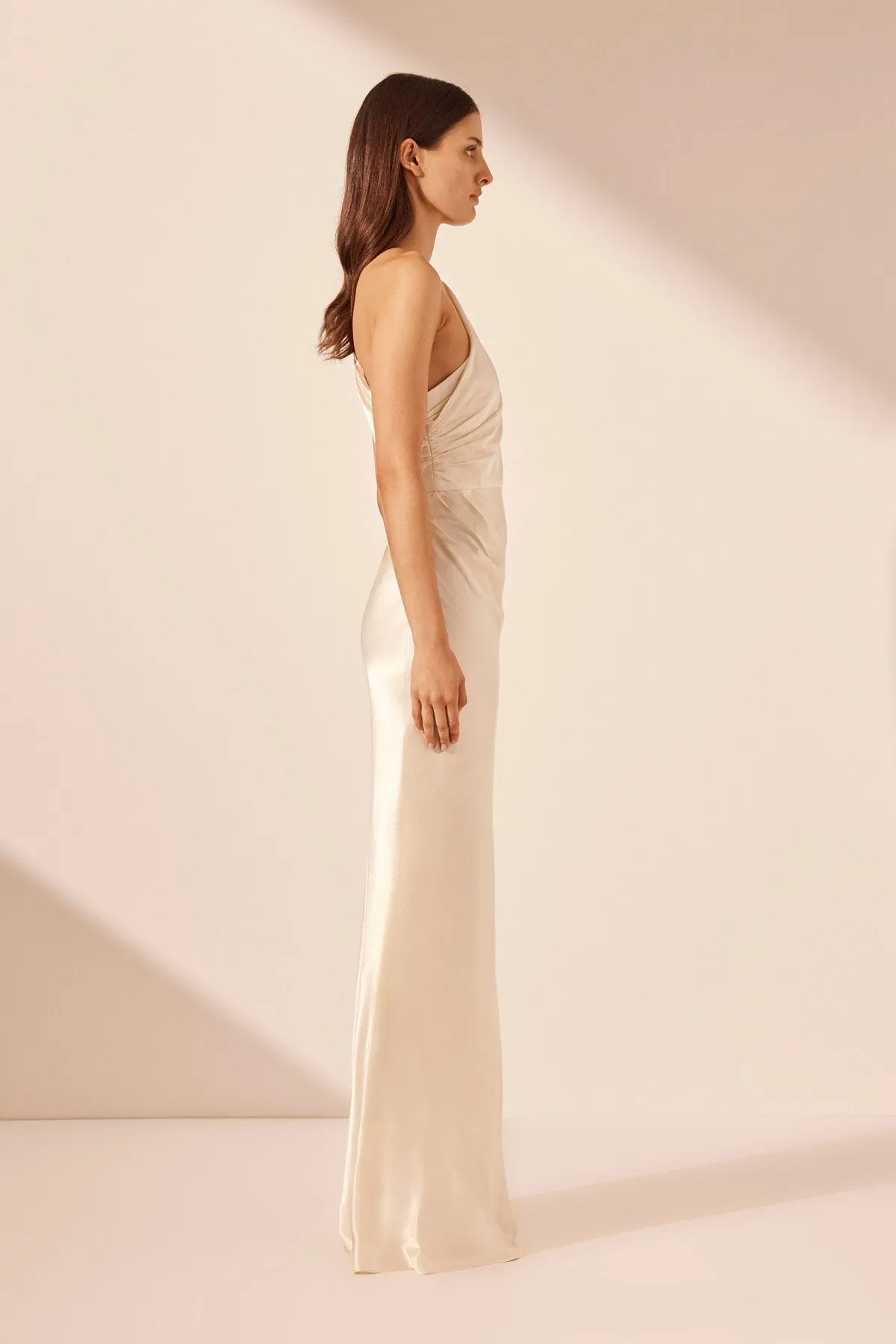 LA LUNE GATHERED ONE SHOULDER MAXI DRESS - CREAM sold by Shona Joy product image thumbnail 4