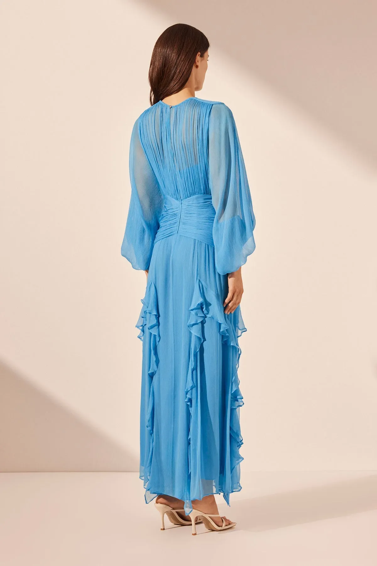 MARGOT ROUND NECK BALLOON SLEEVE MAXI DRESS - AQUA sold by Shona Joy product image thumbnail 4