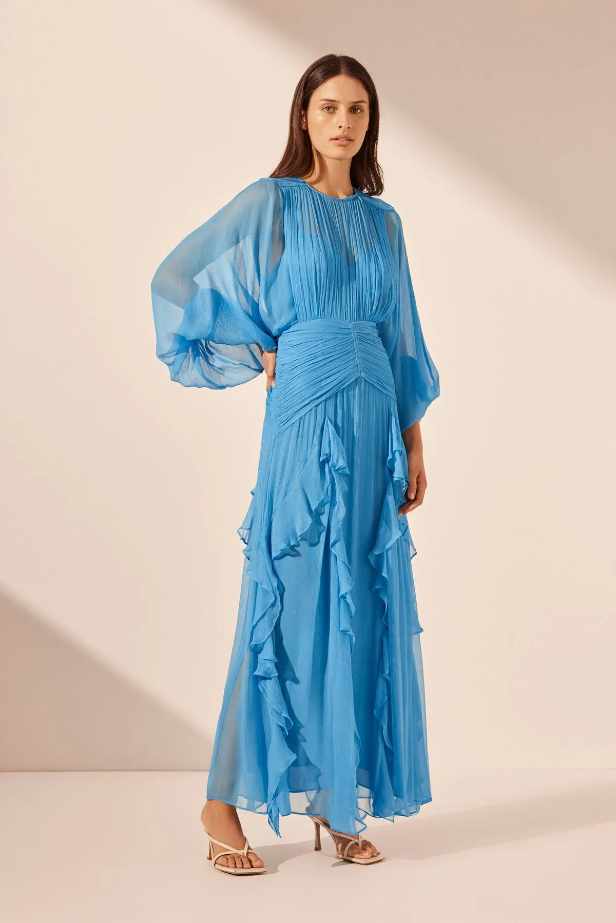 MARGOT ROUND NECK BALLOON SLEEVE MAXI DRESS - AQUA sold by Shona Joy product image thumbnail 2