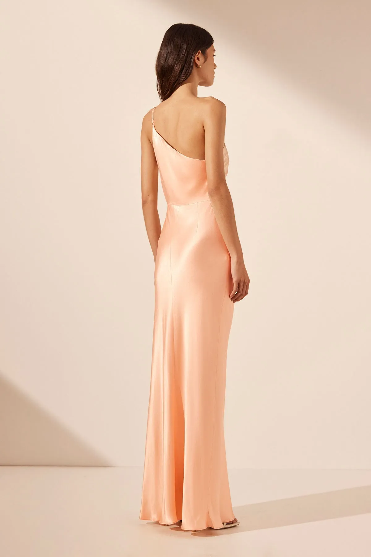 LA LUNE ASYMMETRICAL GATHERED MAXI DRESS - PEACH sold by Shona Joy product image thumbnail 5