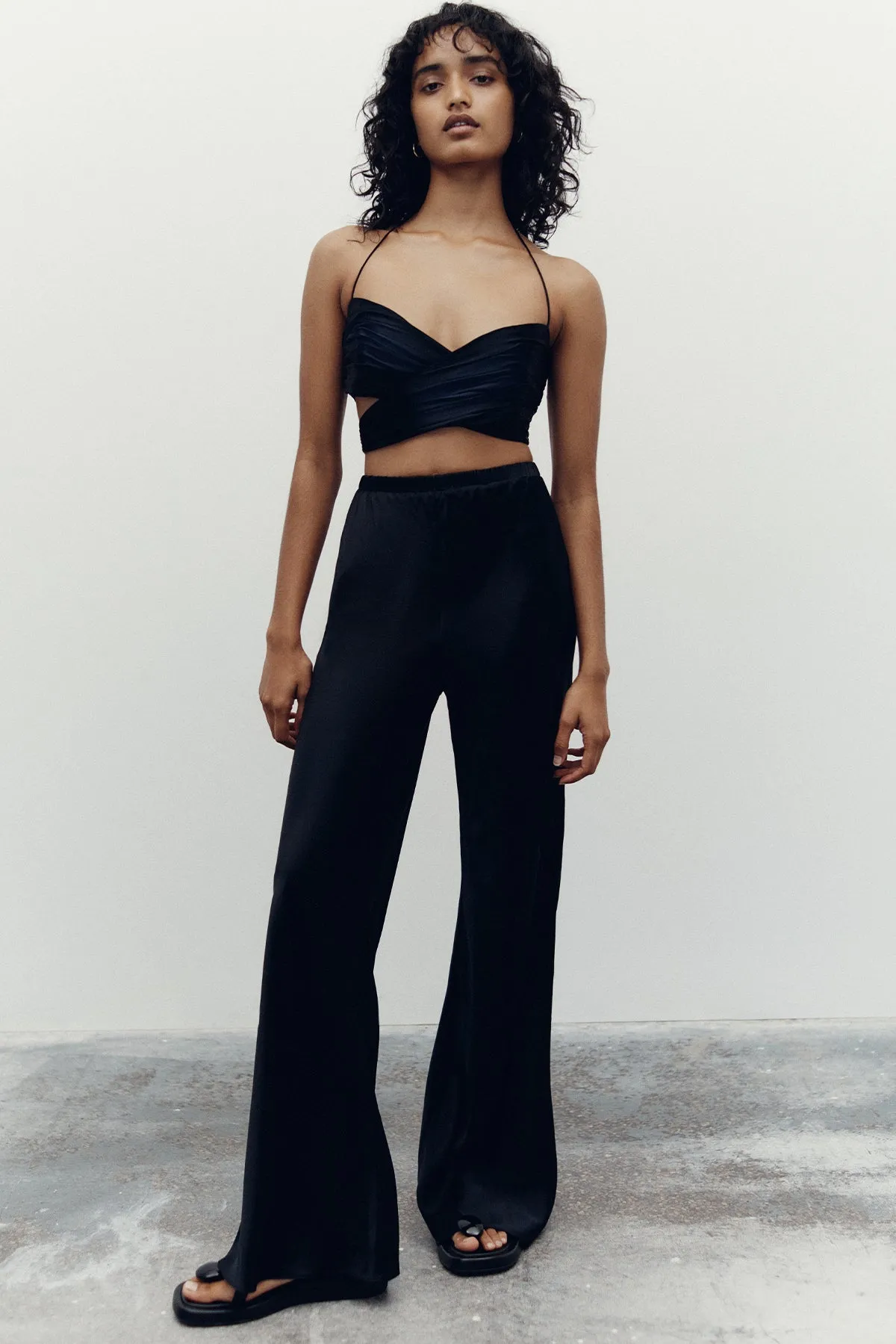 MEZZANOTTE SILK RUCHED CUT OUT TOP - BLACK sold by Shona Joy product image thumbnail 5