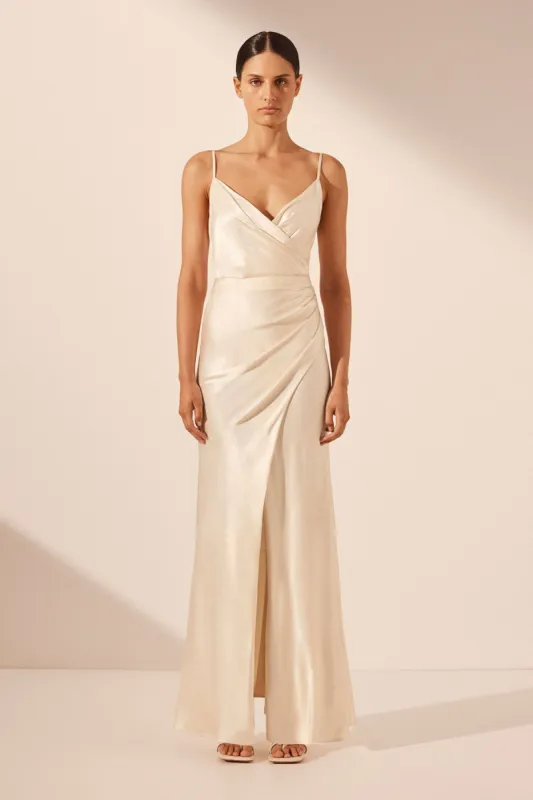 LA LUNE CROSS DRAPED MAXI DRESS - CREAM sold by Shona Joy