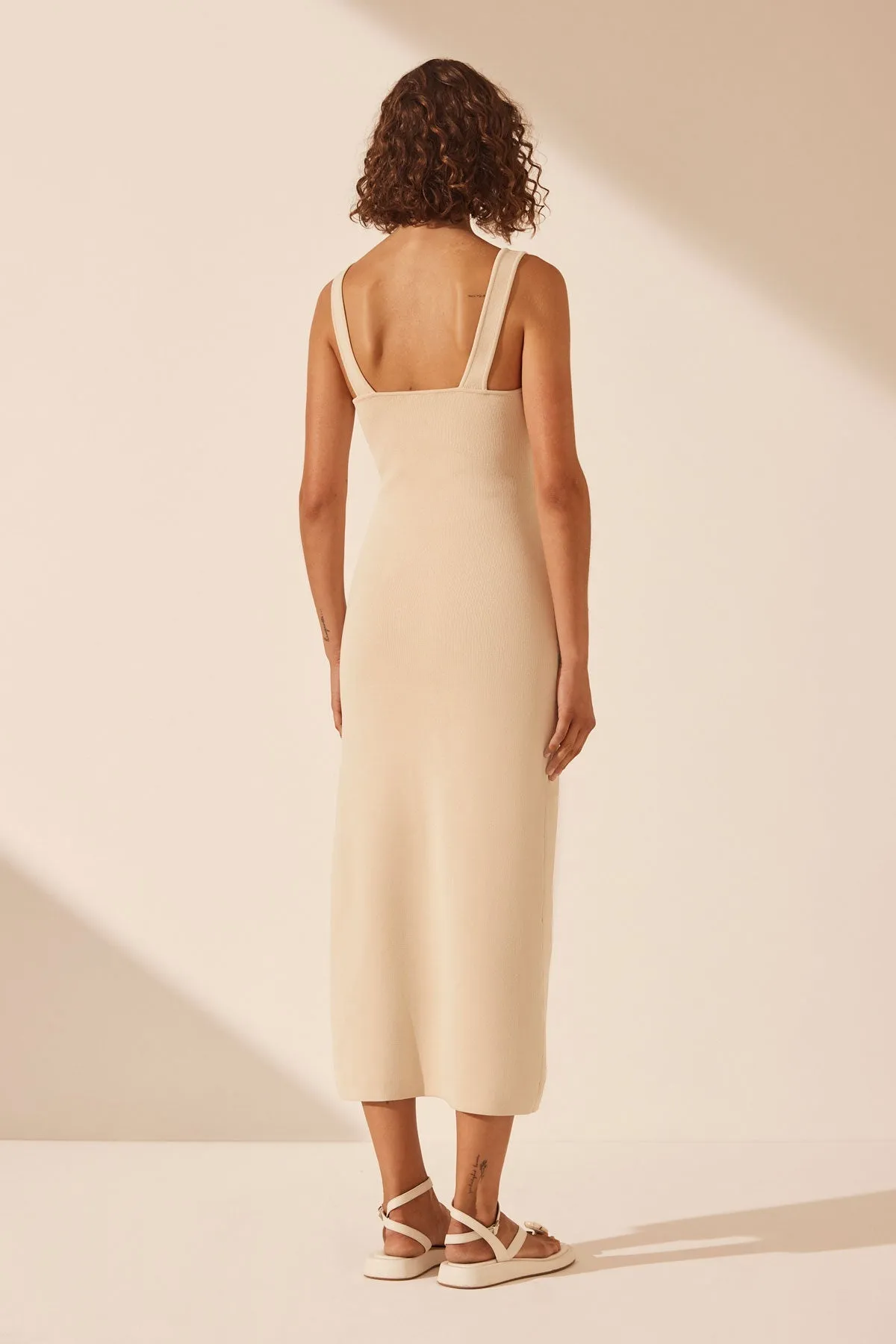 BASIC TWIST FRONT MIDI DRESS - BONE sold by Shona Joy product image thumbnail 5