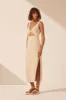 BASIC TWIST FRONT MIDI DRESS - BONE sold by Shona Joy