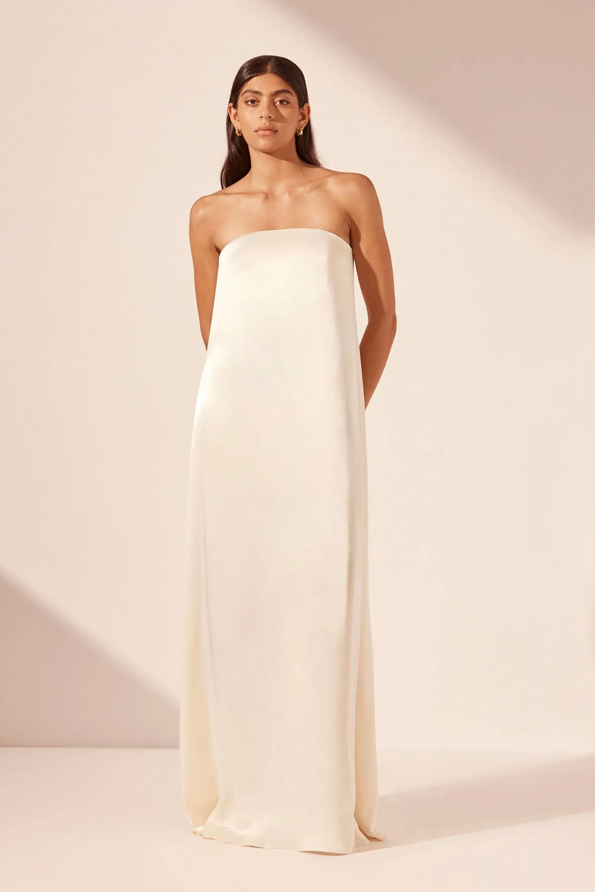 LA LUNE STRAPLESS COLUMN MAXI DRESS - CREAM sold by Shona Joy