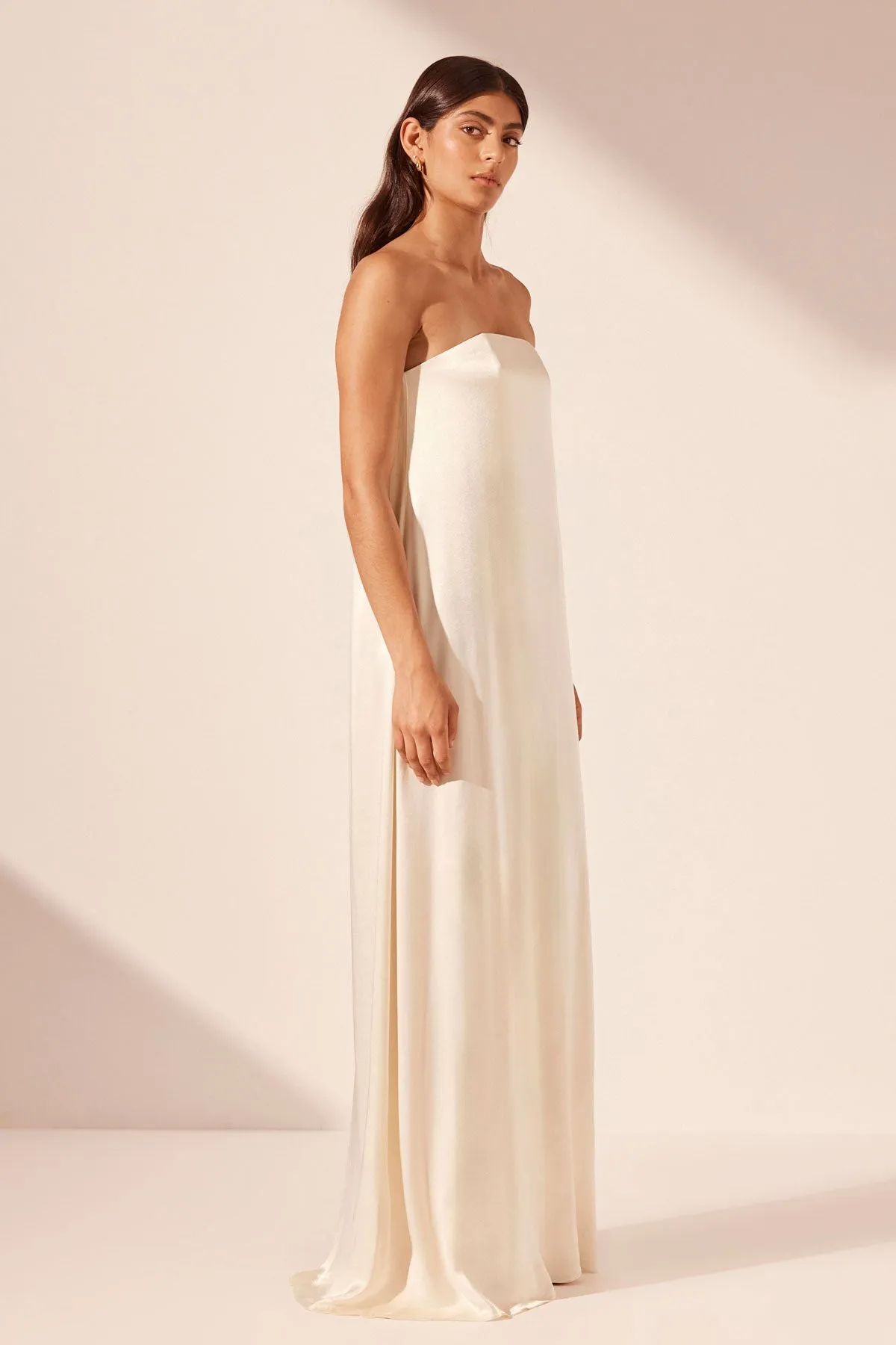 LA LUNE STRAPLESS COLUMN MAXI DRESS - CREAM sold by Shona Joy product image thumbnail 2