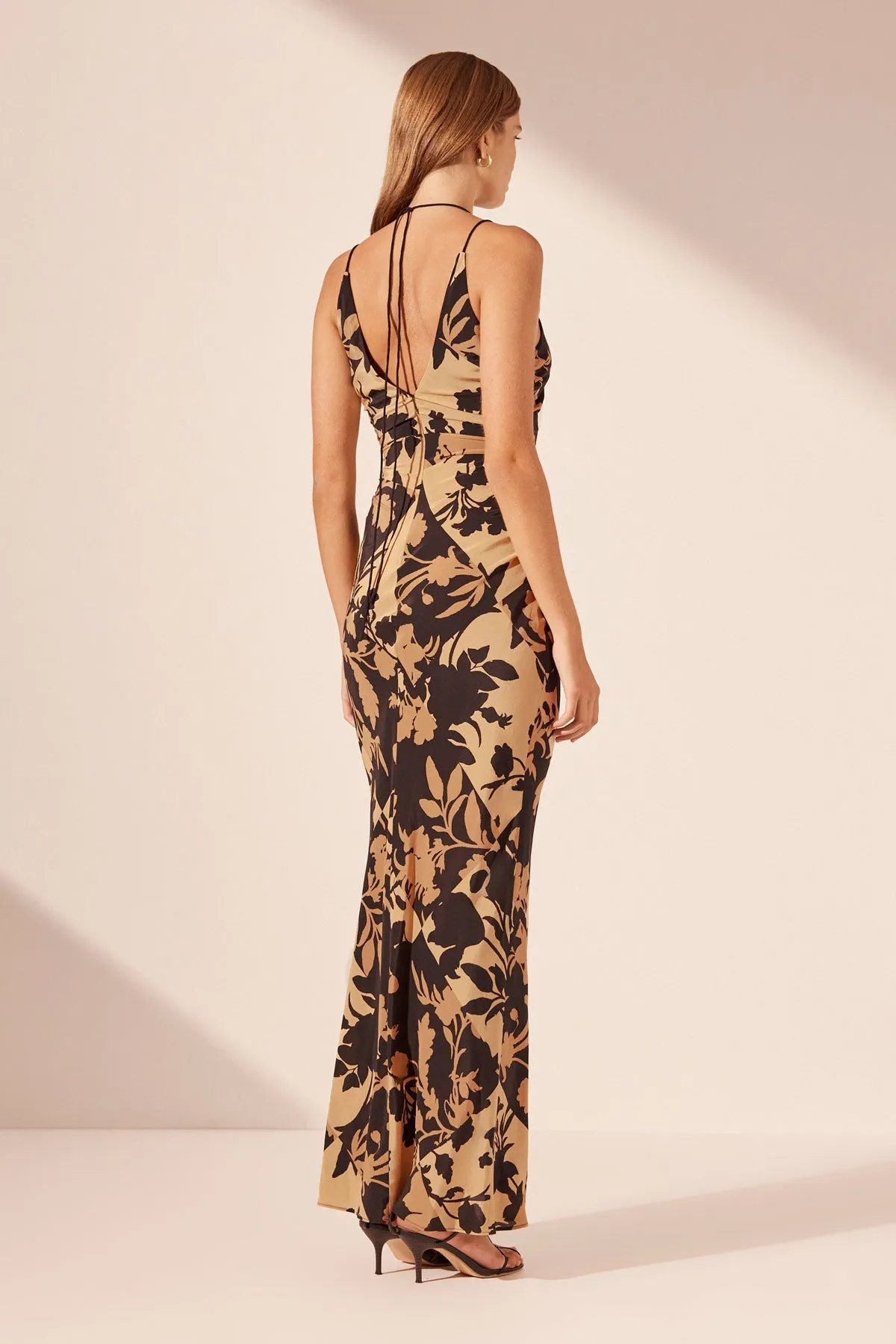 LAI SILK HIGH NECK RUCHED MAXI DRESS sold by Shona Joy product image thumbnail 5