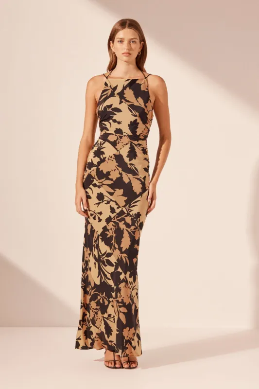 LAI SILK HIGH NECK RUCHED MAXI DRESS sold by Shona Joy