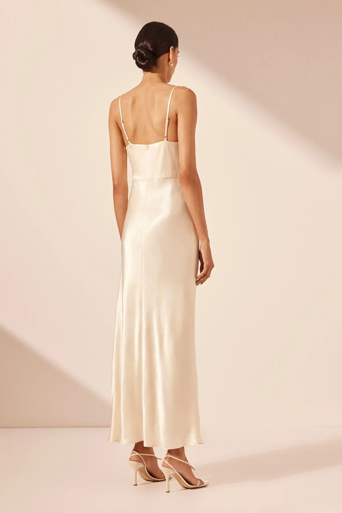 LA LUNE DRAPED SIDE SPLIT MIDI DRESS - CREAM sold by Shona Joy product image thumbnail 5