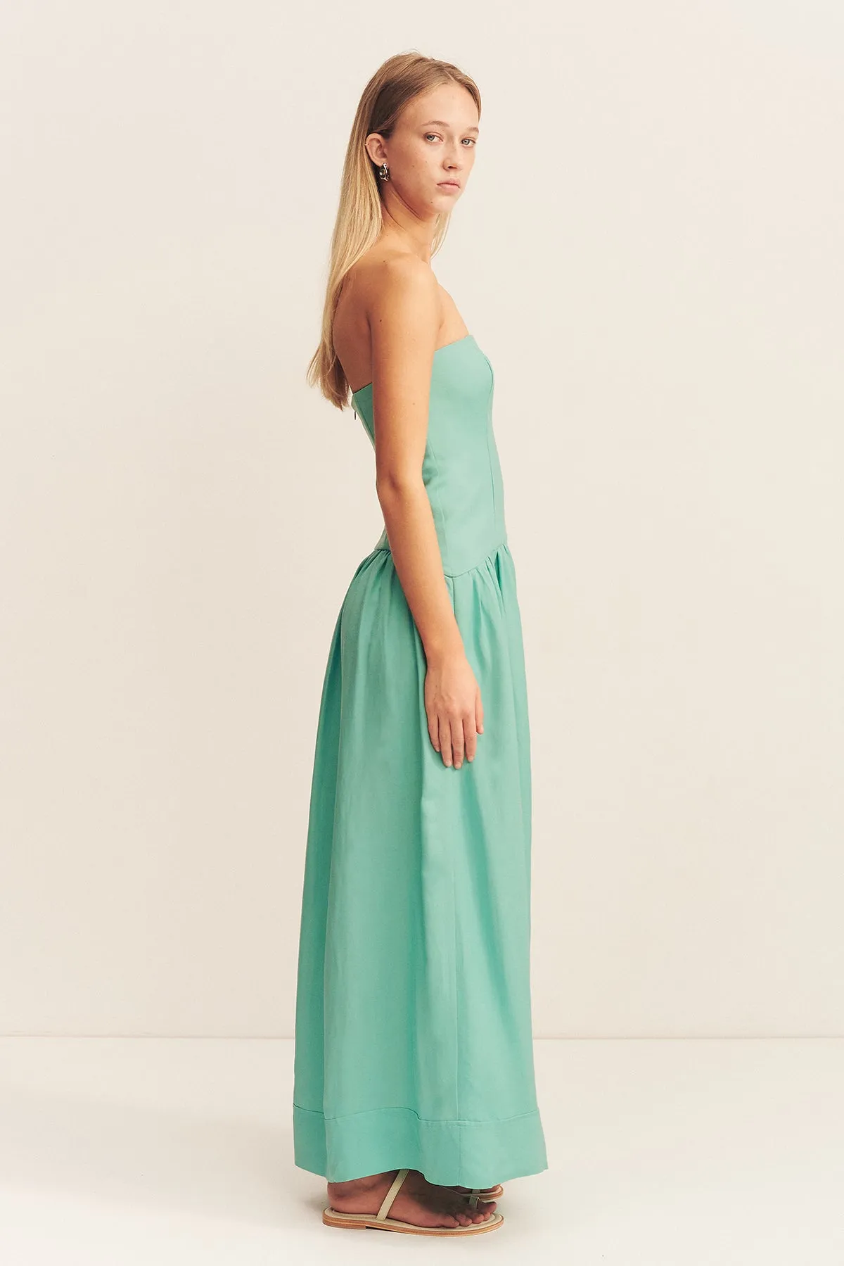 ALEC LINEN STRAPLESS PANELLED MAXI DRESS - POOL BLUE sold by Shona Joy product image thumbnail 3