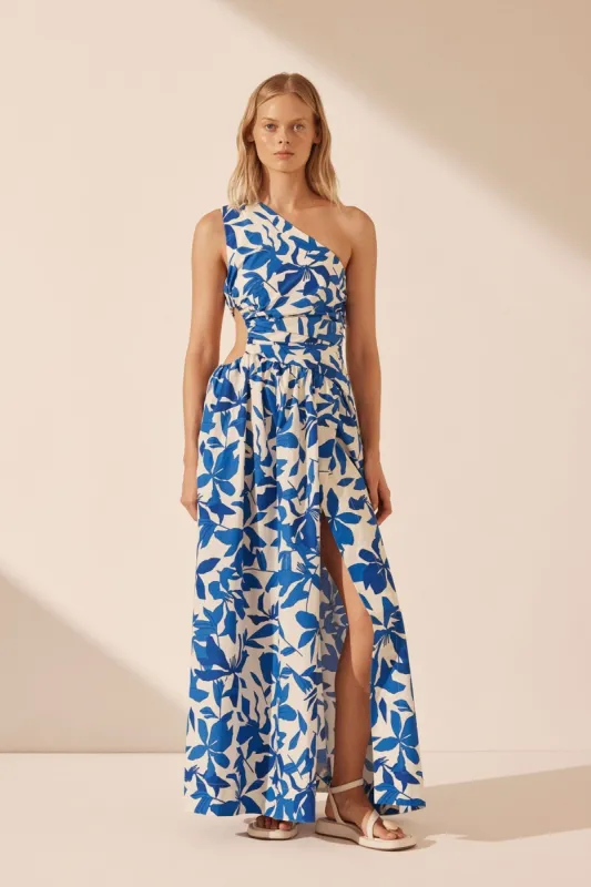 BLEUE ASYMMETRICAL CUT OUT MAXI DRESS made by Shona Joy