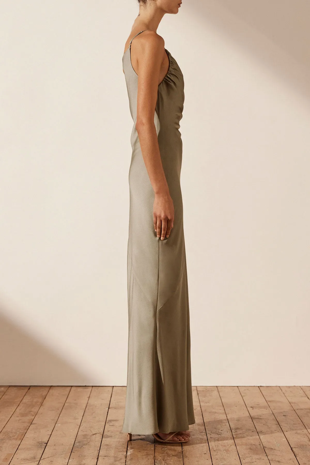 LUXE ASYMMETRICAL GATHERED MAXI DRESS - EUCALYPTUS sold by Shona Joy product image thumbnail 2