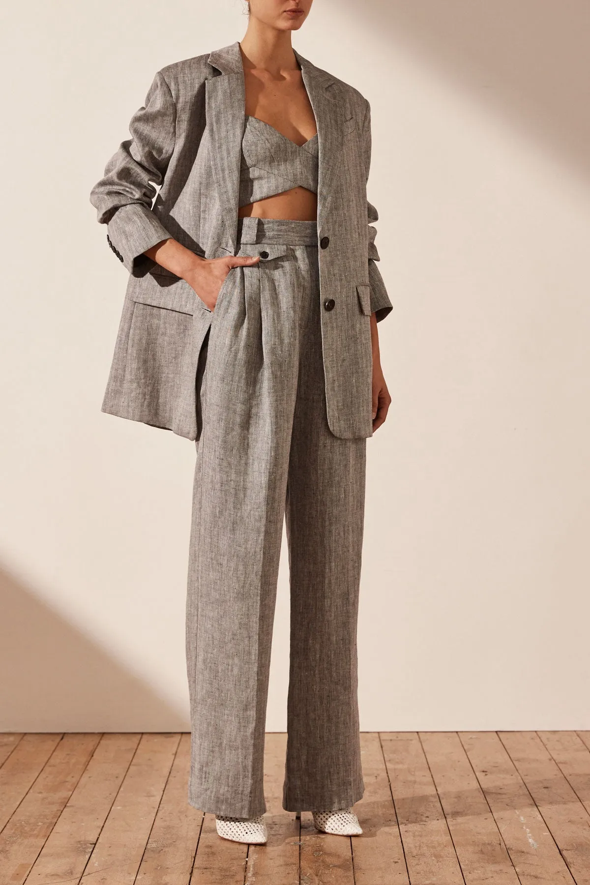 AMANDA LINEN OVERSIZED BLAZER - ASH sold by Shona Joy product image thumbnail 2