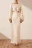 LA LUNE TWIST FRONT CUT OUT MAXI DRESS - CREAM sold by Shona Joy
