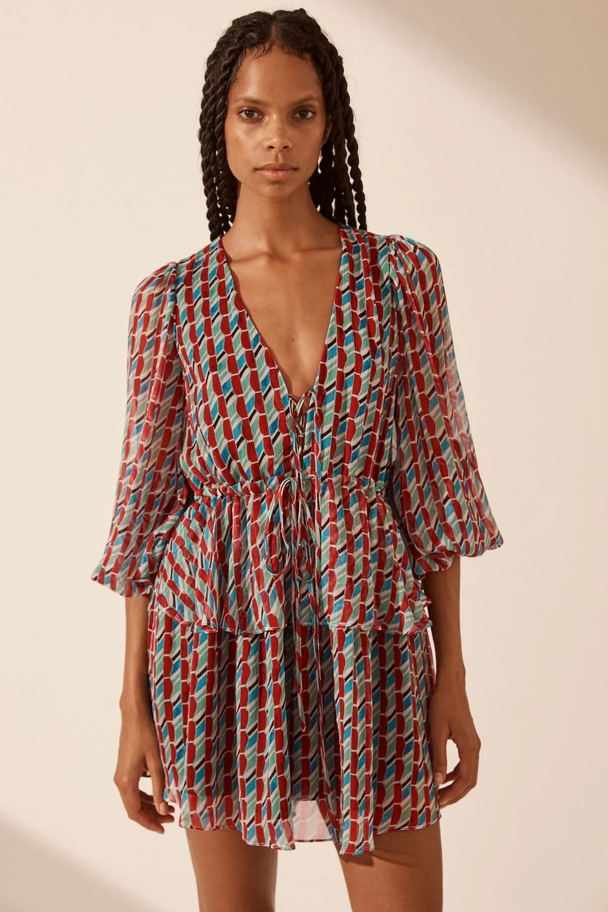 MARIBEL LACE FRONT DRAWSTRING MINI DRESS sold by Shona Joy product image thumbnail 2