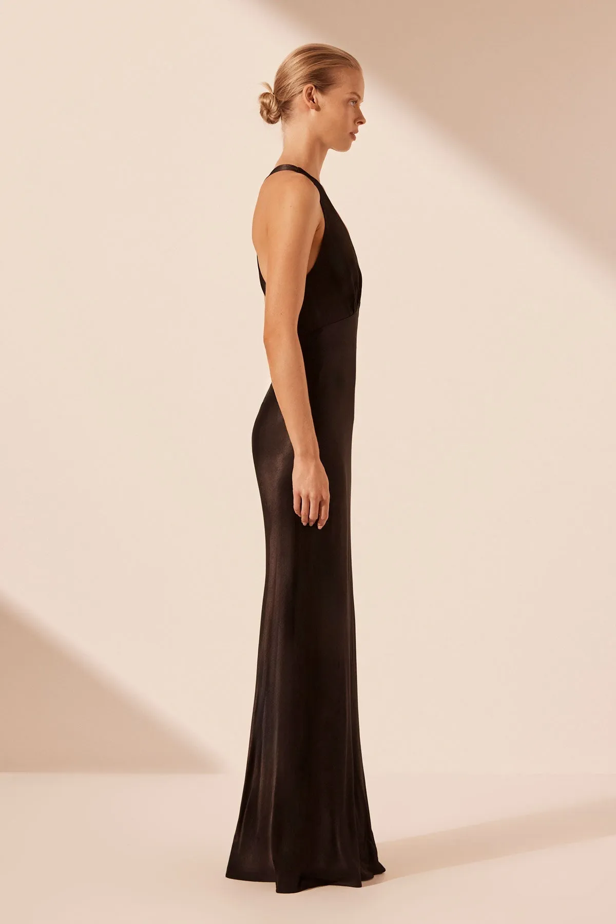LA LUNE PLUNGED CROSS BACK MAXI DRESS - BLACK sold by Shona Joy product image thumbnail 3
