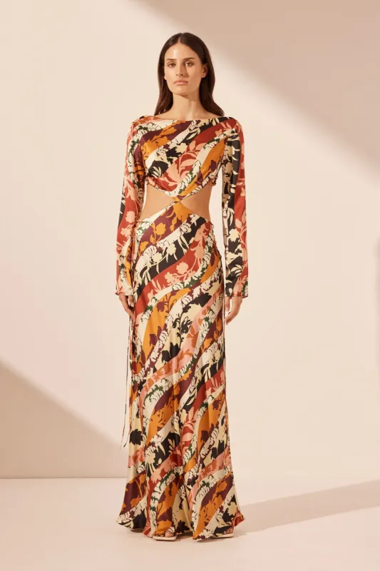 CIELO SILK LONG SLEEVE LACE UP MAXI DRESS sold by Shona Joy