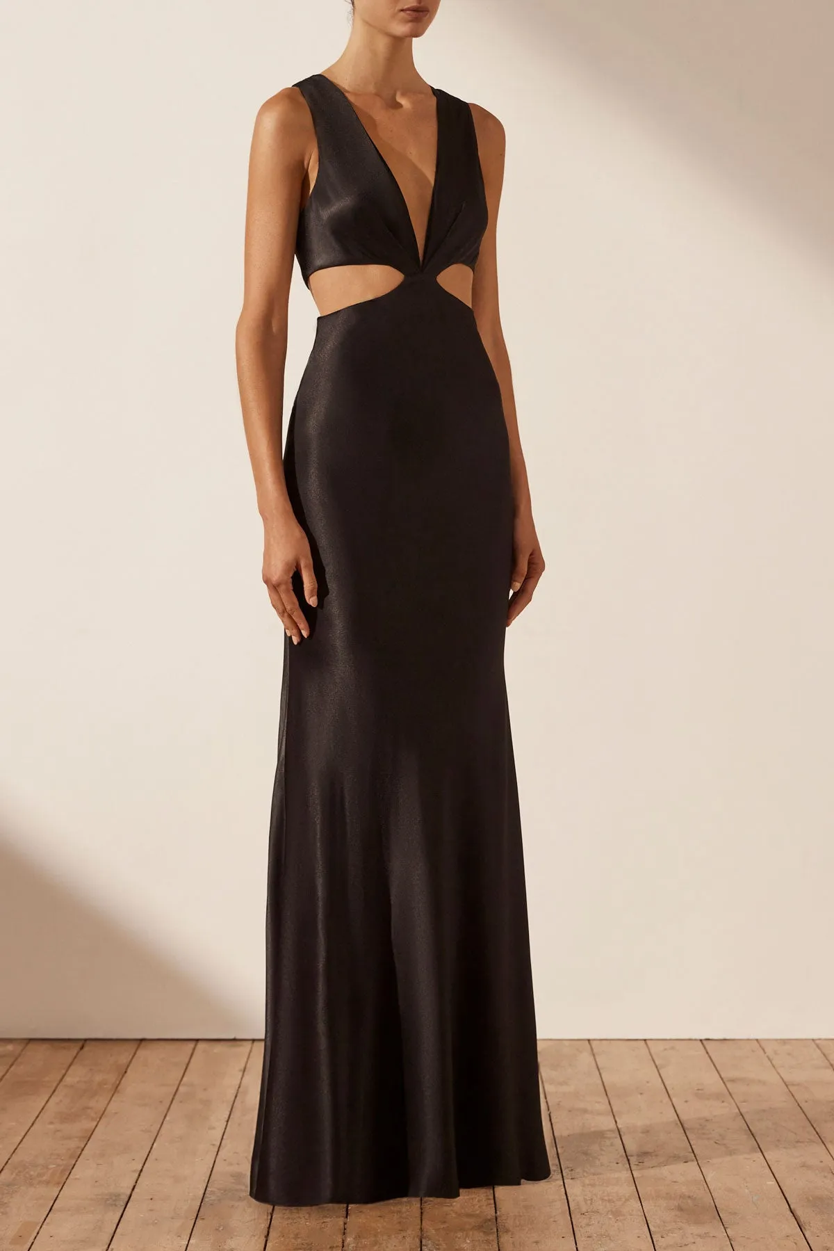 LA LUNE PLUNGED CUT OUT MAXI DRESS - BLACK sold by Shona Joy product image thumbnail 2