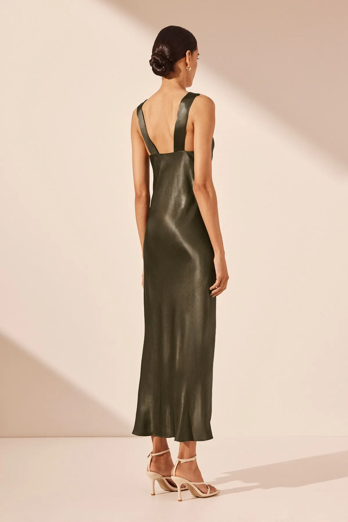 LA LUNE PLUNGED MIDI DRESS - FOREST sold by Shona Joy product image thumbnail 5