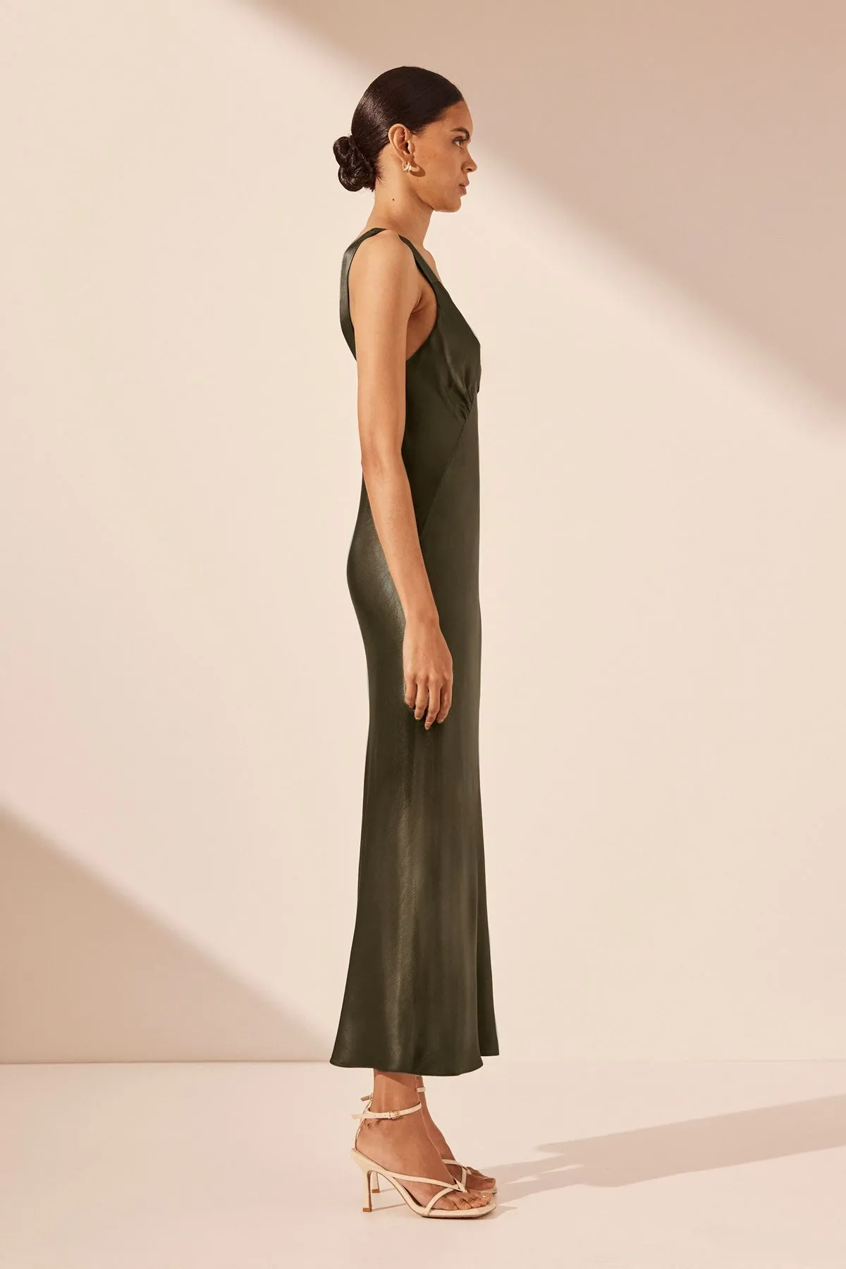 LA LUNE PLUNGED MIDI DRESS - FOREST sold by Shona Joy product image thumbnail 4