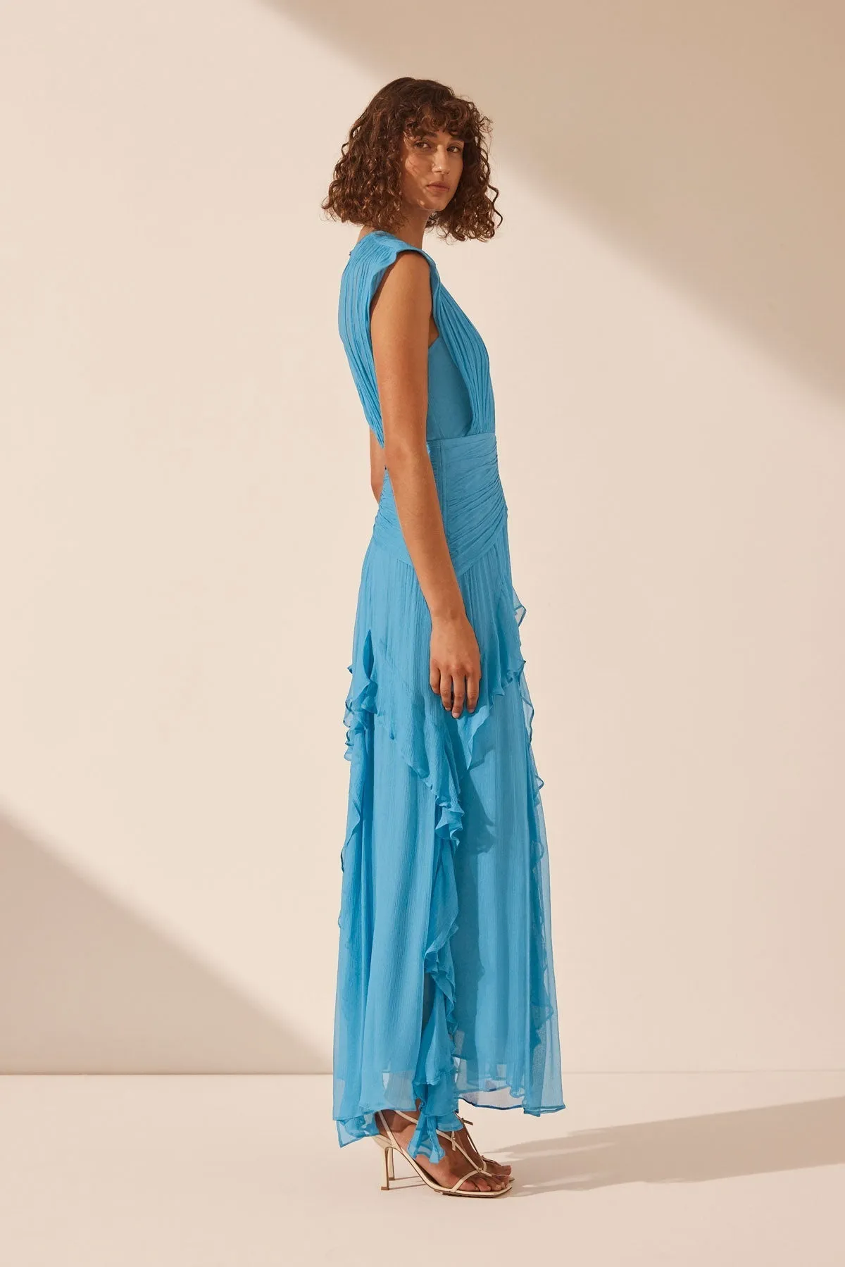 MARGOT ROUND NECK SLEEVELESS MAXI DRESS - AQUA sold by Shona Joy product image thumbnail 4