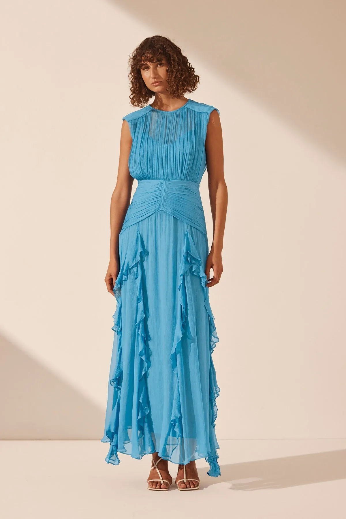 MARGOT ROUND NECK SLEEVELESS MAXI DRESS - AQUA sold by Shona Joy