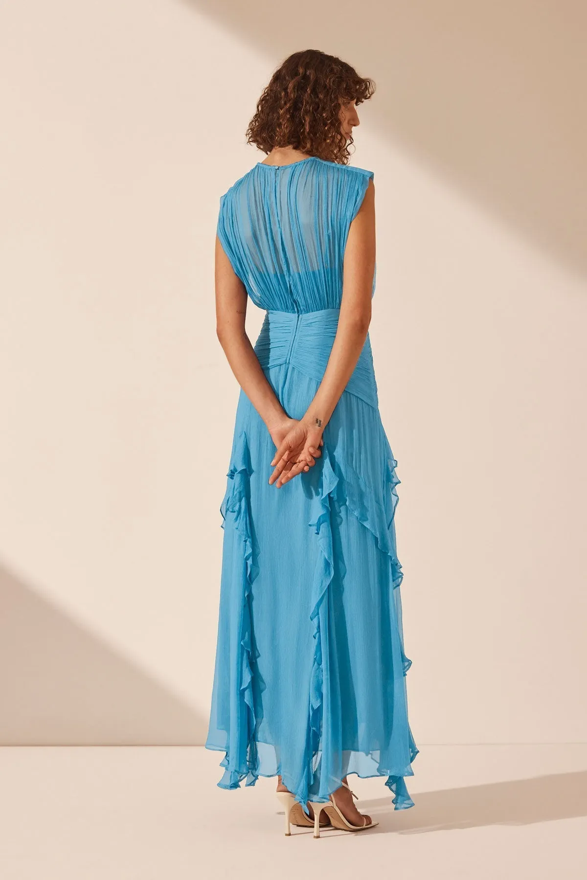MARGOT ROUND NECK SLEEVELESS MAXI DRESS - AQUA sold by Shona Joy product image thumbnail 5