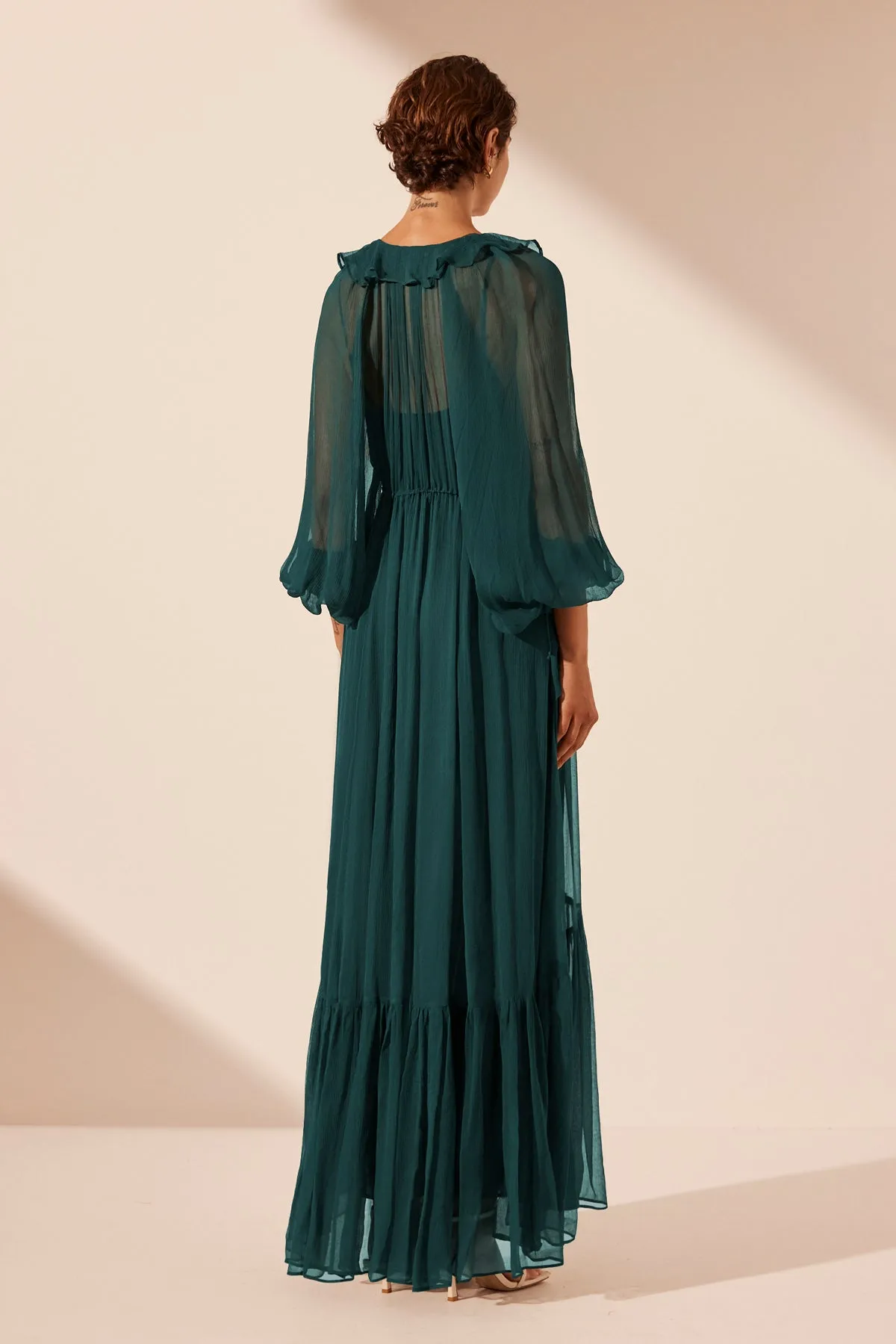 LAYLA DRAWSTRING RUFFLE MAXI DRESS - DARK TEAL sold by Shona Joy product image thumbnail 3