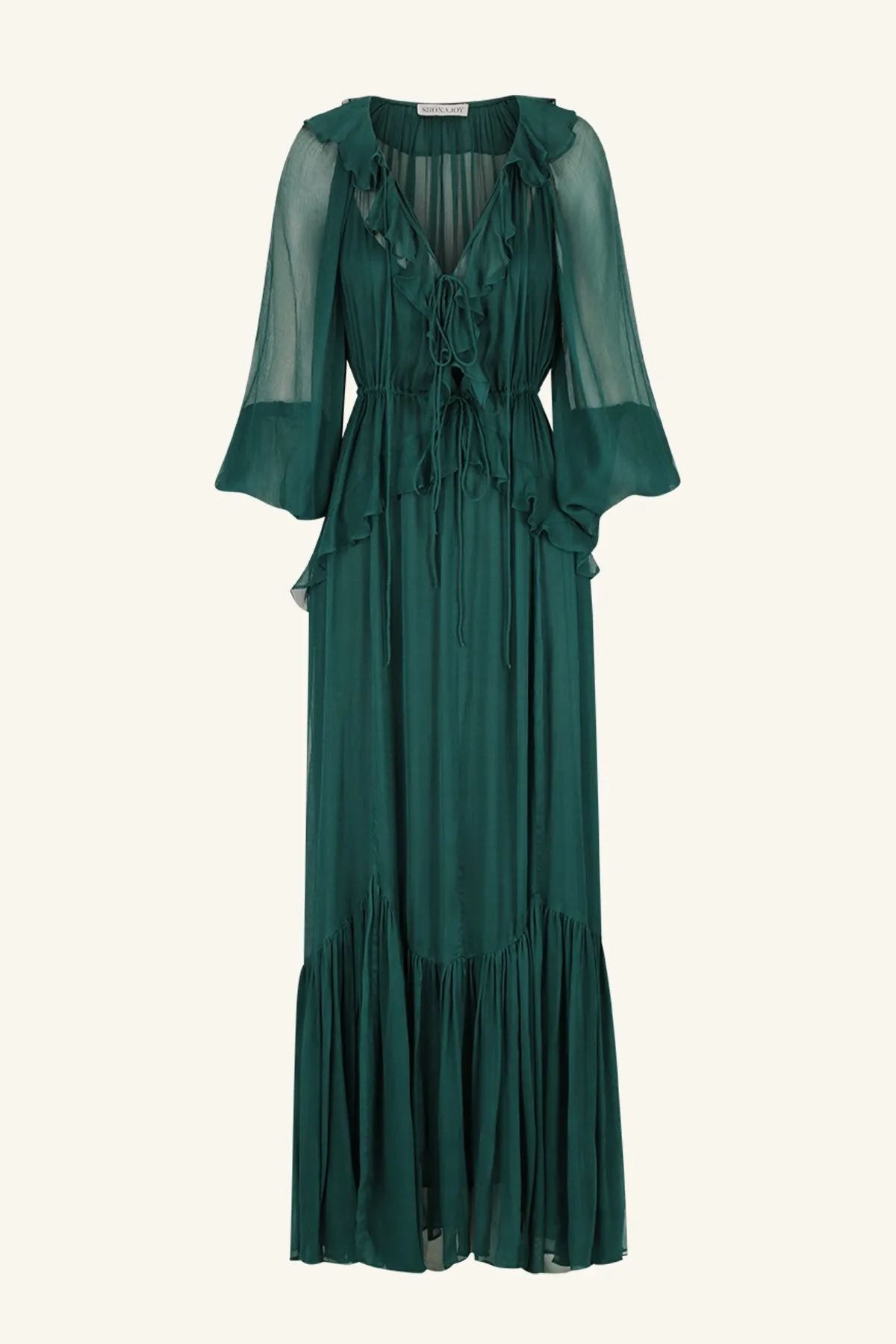 LAYLA DRAWSTRING RUFFLE MAXI DRESS - DARK TEAL sold by Shona Joy product image thumbnail 4