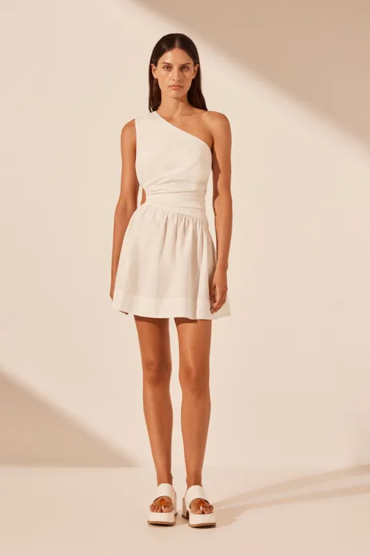 JOSEPHINE ASYMMETRICAL CUT OUT MINI DRESS - COCONUT sold by Shona Joy