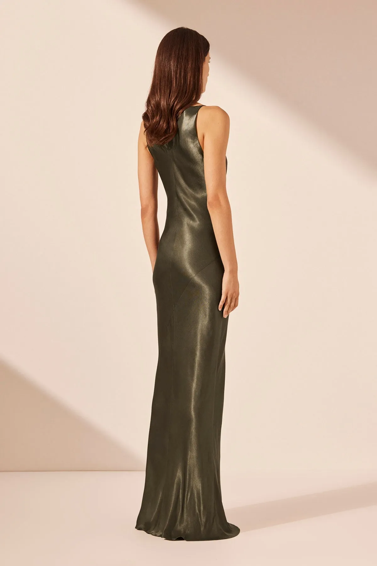 knee length dresses for ladies La Lune High Neck Maxi Dress | Cream | Dresses main image 1
