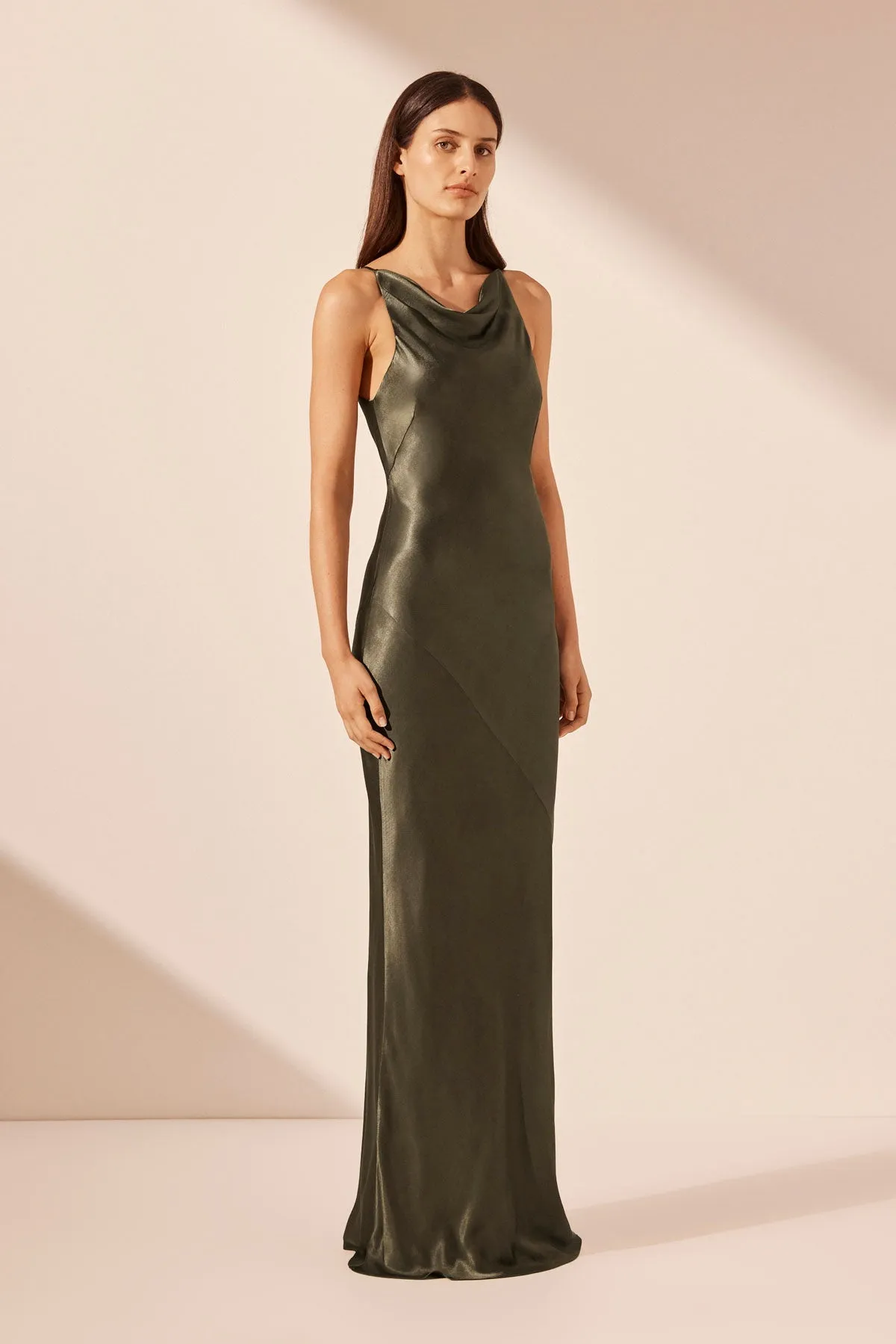 chinese dress ladies Shona Joy - La Lune Bias Cowl Maxi Blue Smoke (Size 14) – Goldie's