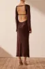 LANA LONG SLEEVE OPEN BACK MIDI DRESS - COCOA sold by Shona Joy