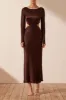 LANA LONG SLEEVE OPEN BACK MIDI DRESS - COCOA sold by Shona Joy
