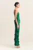 ELLE SILK ASYMMETRICAL ONE SHOULDER RUFFLE MAXI DRESS - EMERALD GREEN sold by Shona Joy