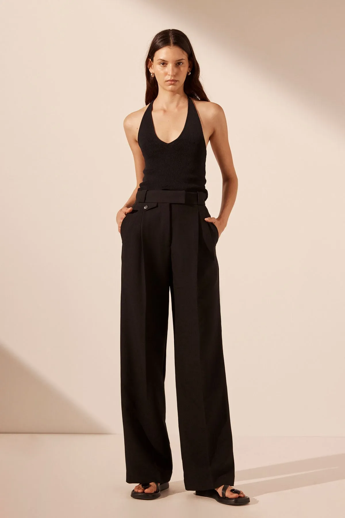 IRENA HIGH WAISTED TAILORED PANT - BLACK sold by Shona Joy