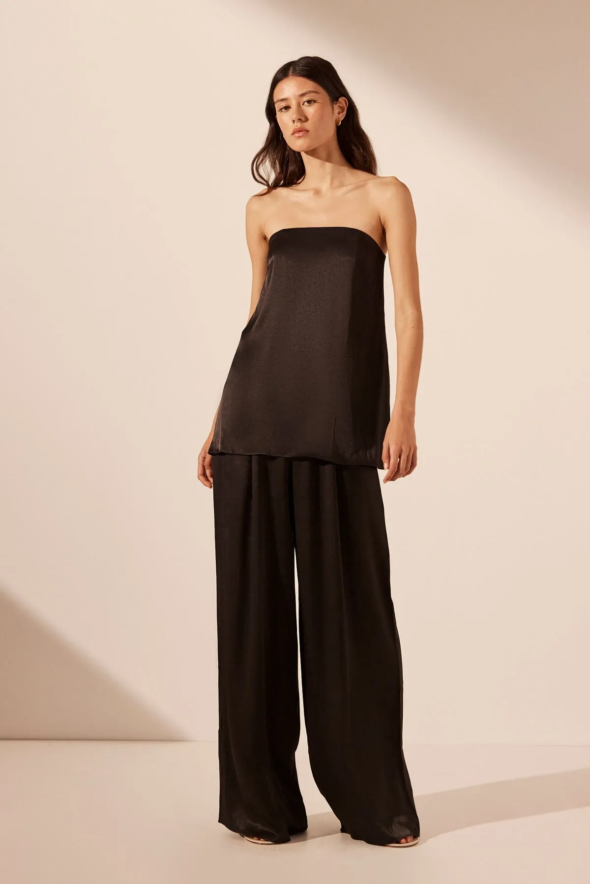 LA LUNE STRAPLESS COLUMN TOP - BLACK sold by Shona Joy