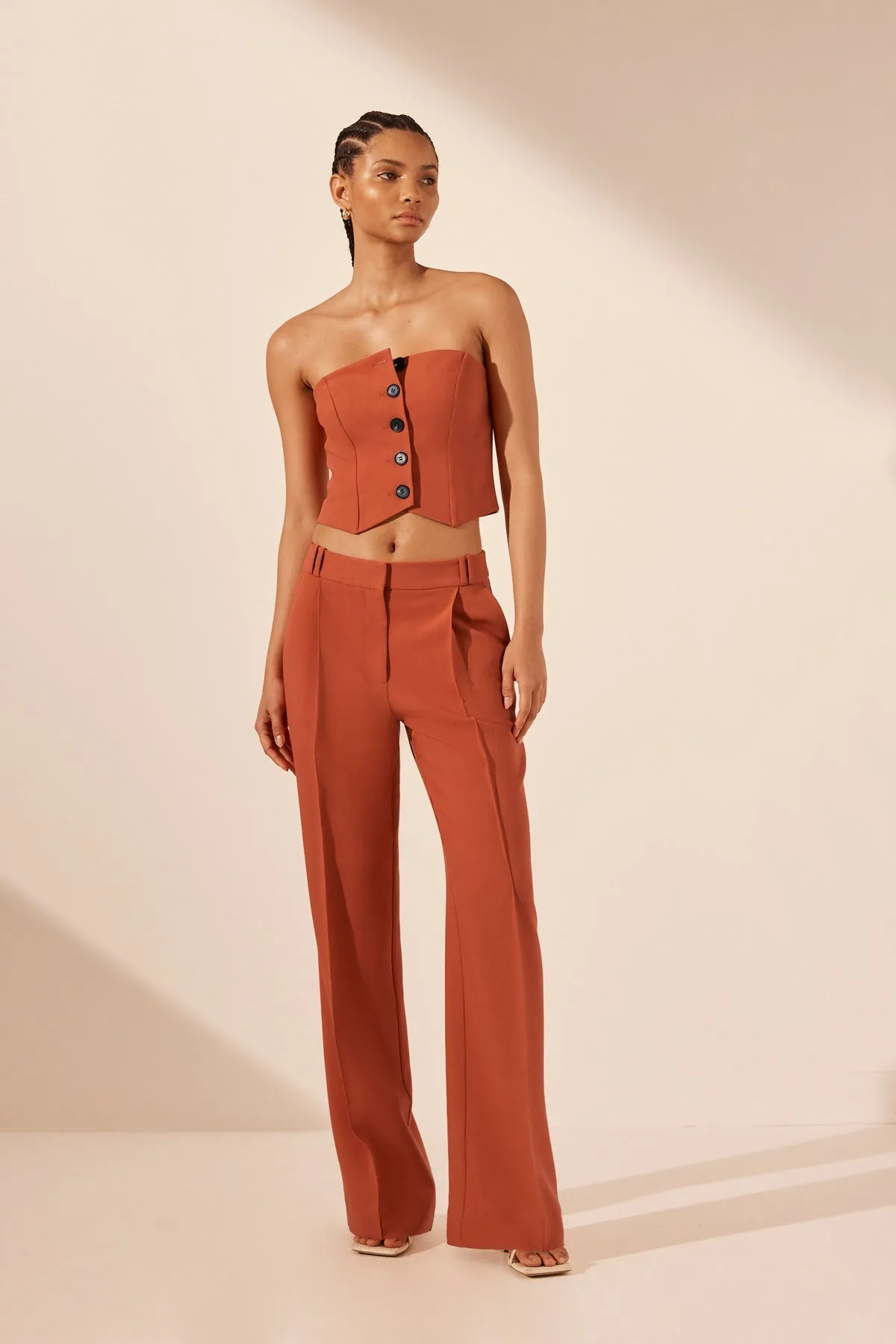 IRENA MID RISE PANT - BRICK ORANGE sold by Shona Joy