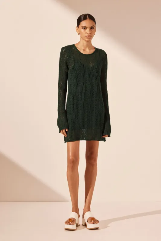 ARLO LONG SLEEVE MINI DRESS - DEEP FOREST sold by Shona Joy