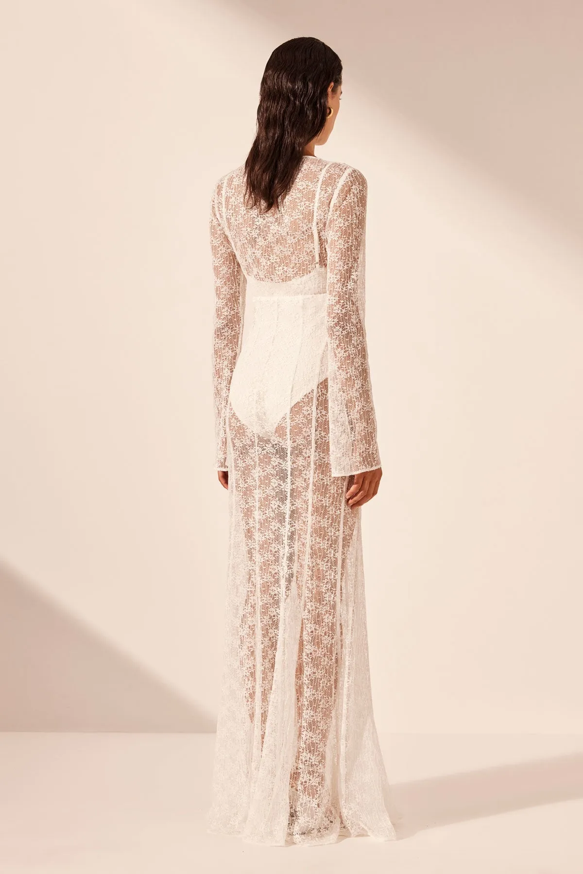 LA LUNE SOL LACE PLUNGED PANELLED MAXI DRESS - IVORY sold by Shona Joy product image thumbnail 5