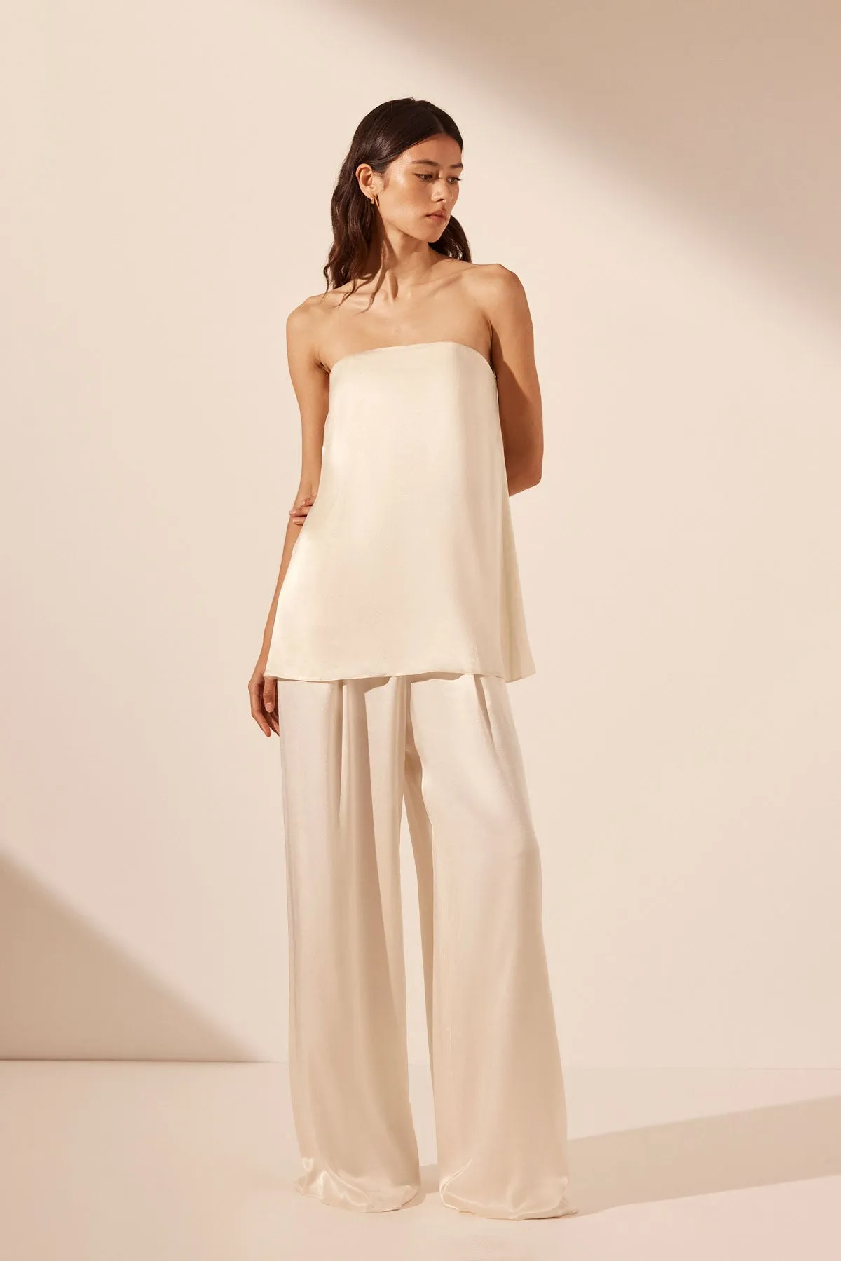 LA LUNE STRAPLESS COLUMN TOP - CREAM sold by Shona Joy