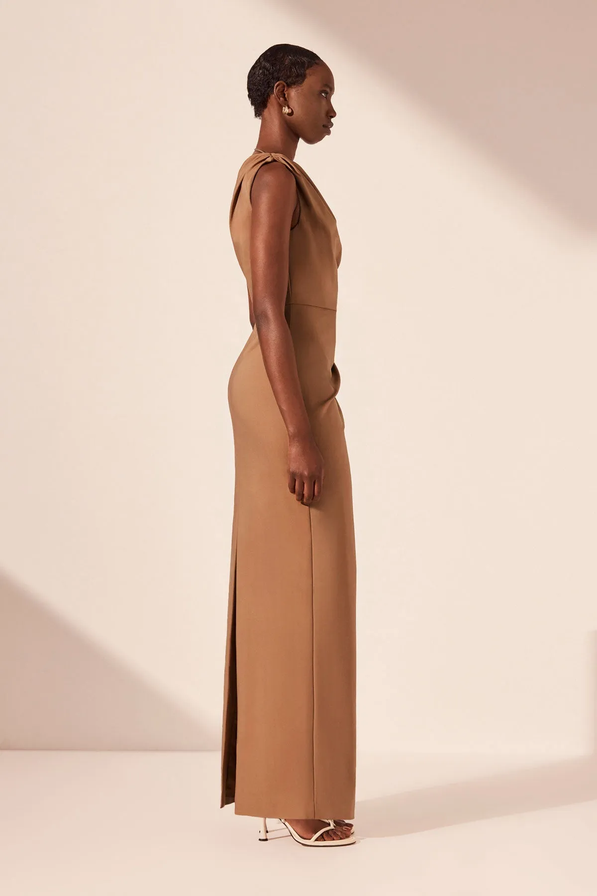 LANI ASYMMETRICAL GATHERED MAXI DRESS - CINNAMON sold by Shona Joy product image thumbnail 3