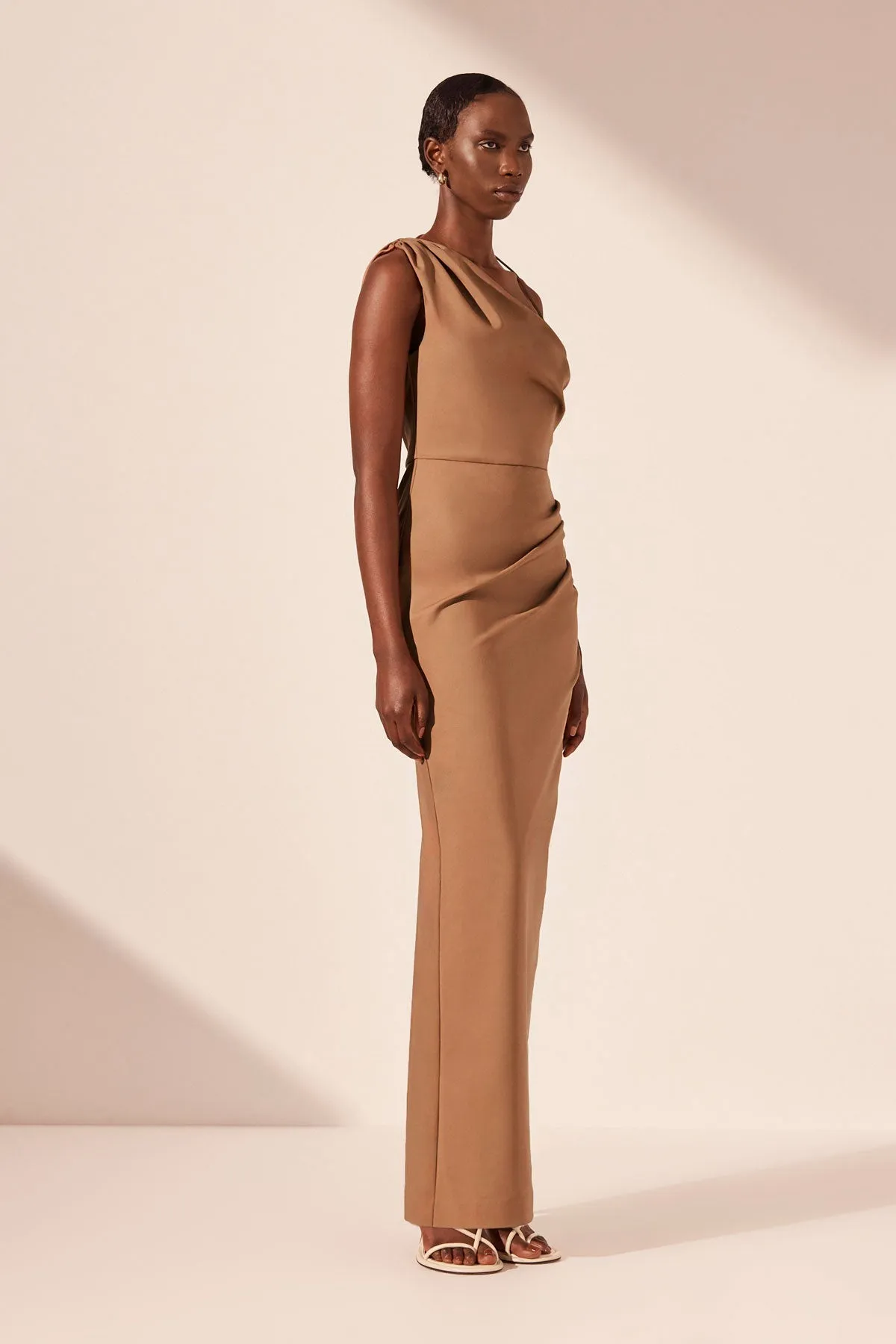 LANI ASYMMETRICAL GATHERED MAXI DRESS - CINNAMON sold by Shona Joy product image thumbnail 2