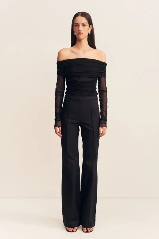 MIRA LONG SLEEVE OFF SHOULDER TOP - BLACK sold by Shona Joy