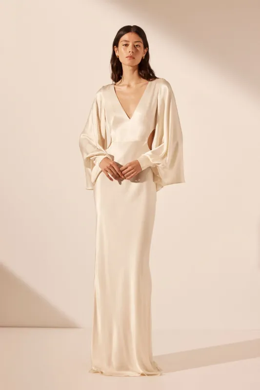LA LUNE CIRCLE SLEEVE CUT OUT MAXI DRESS - CREAM sold by Shona Joy
