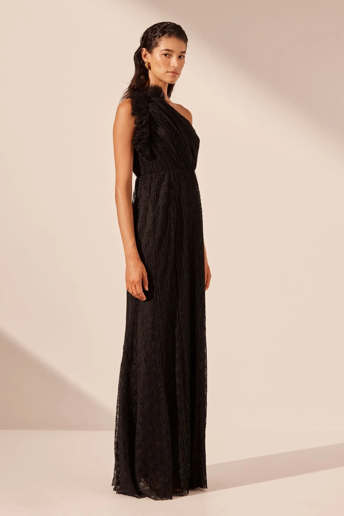 SOL LACE ASYMMETRICAL DETAIL MAXI DRESS - BLACK sold by Shona Joy product image thumbnail 3