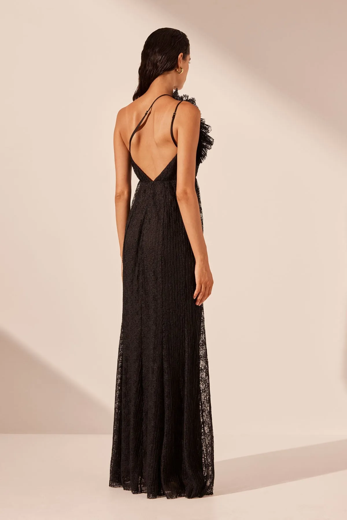 SOL LACE ASYMMETRICAL DETAIL MAXI DRESS - BLACK sold by Shona Joy product image thumbnail 5
