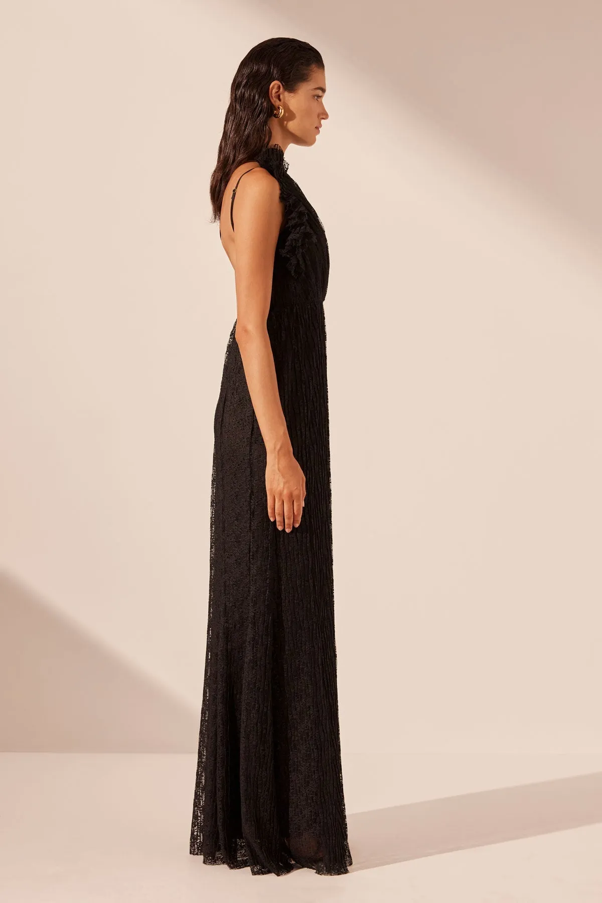 SOL LACE ASYMMETRICAL DETAIL MAXI DRESS - BLACK sold by Shona Joy product image thumbnail 4